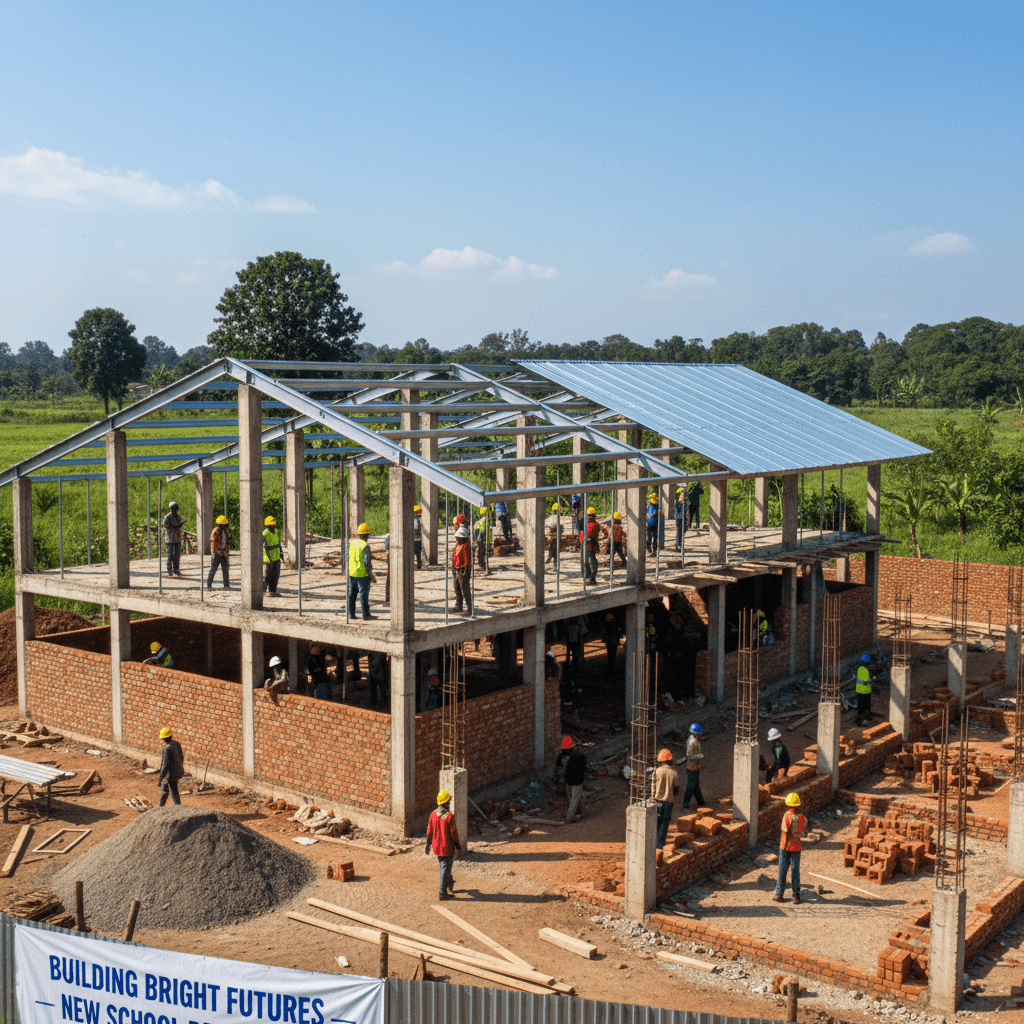 Active Kenyan construction project clearly showing masonry and blockwork