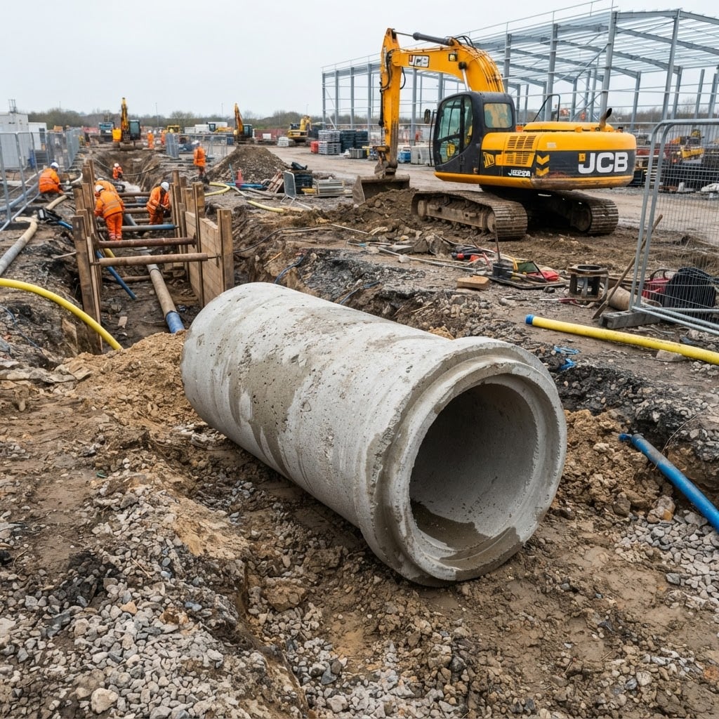 Unique Concrete Builders 600mm Concrete Culvert at a road construction site
