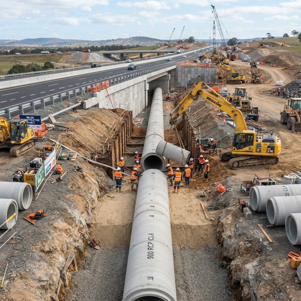 Unique Concrete Builders 900mm Concrete Culvert for major infrastructure